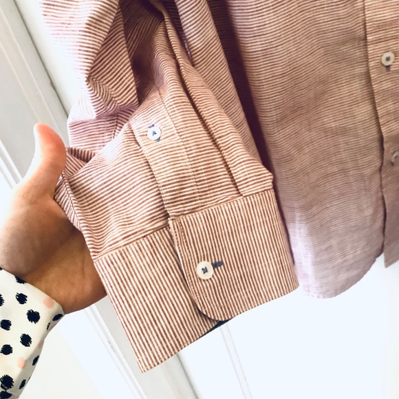 Flag & Anthem Long Sleeve Button Up Shirt Size XXL Short Untucked Striped Cotton - Picture 9 of 12